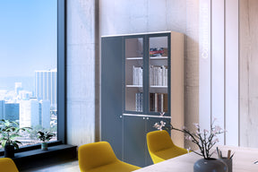 FACE Full-height filing cabinet - 2x Half Glass & half shutter+ 1x Full shutter